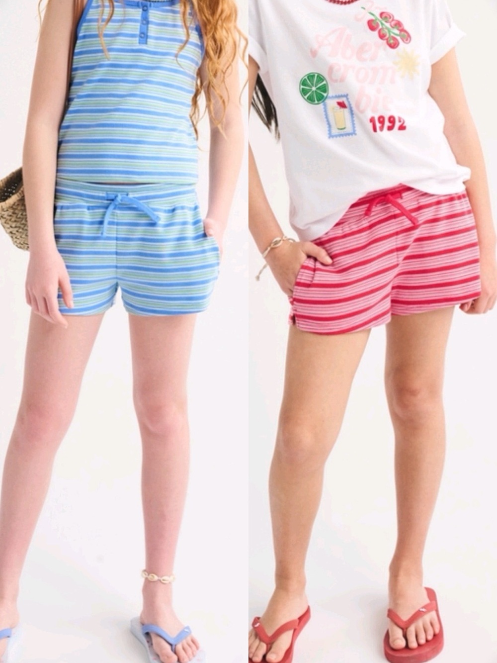 Abercrombie kids striped knit pull-on shorts girls size 11 / 12